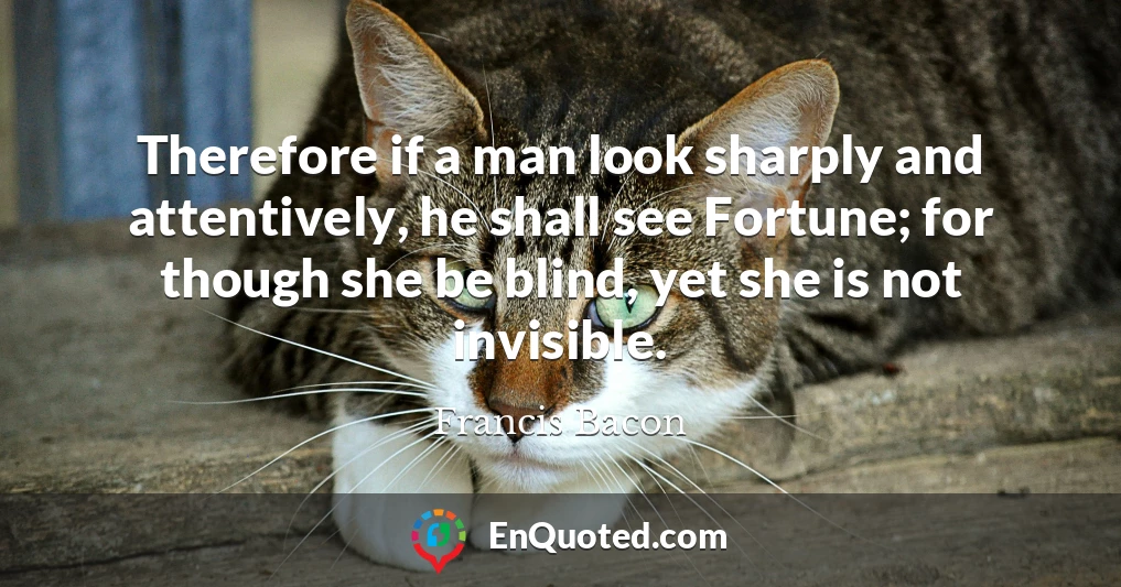 Therefore if a man look sharply and attentively, he shall see Fortune; for though she be blind, yet she is not invisible.