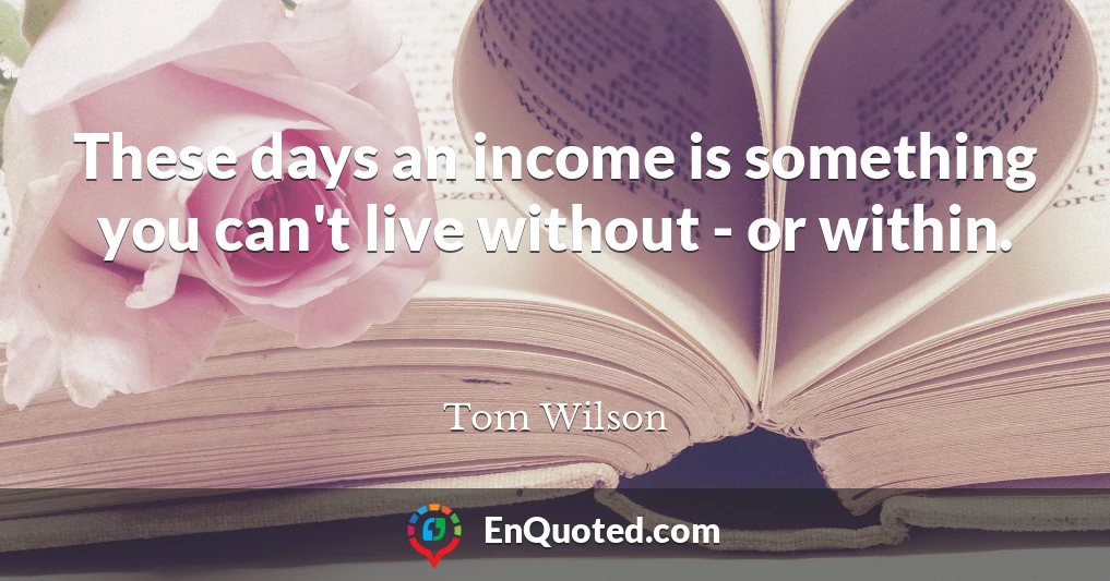 These days an income is something you can't live without - or within.