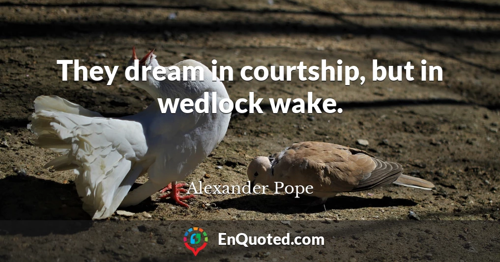 They dream in courtship, but in wedlock wake.