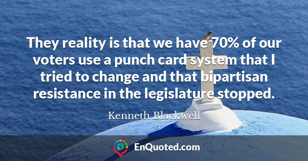 They reality is that we have 70% of our voters use a punch card system that I tried to change and that bipartisan resistance in the legislature stopped.