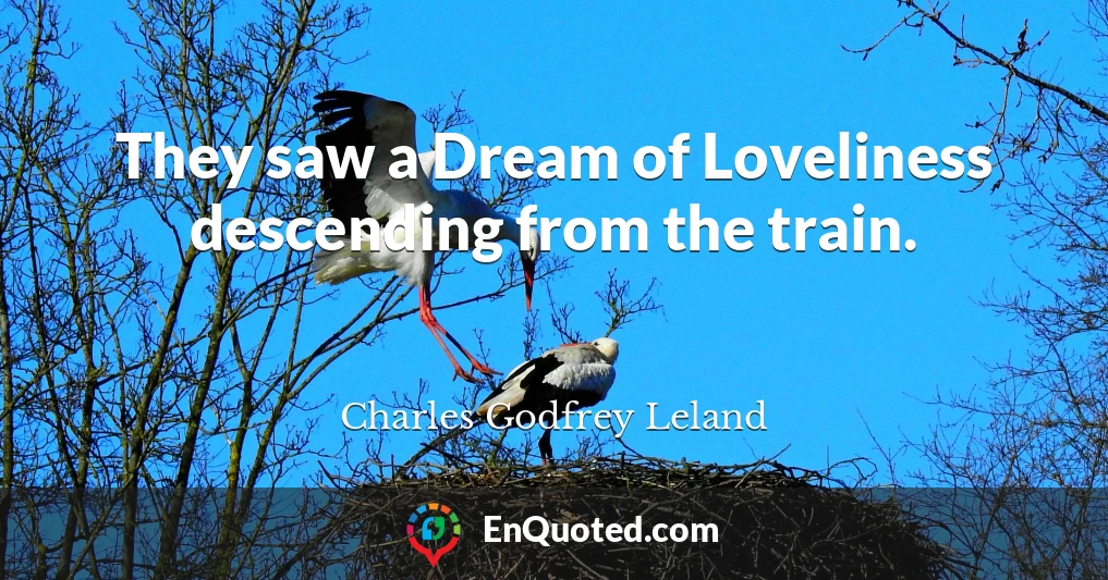 They saw a Dream of Loveliness descending from the train.