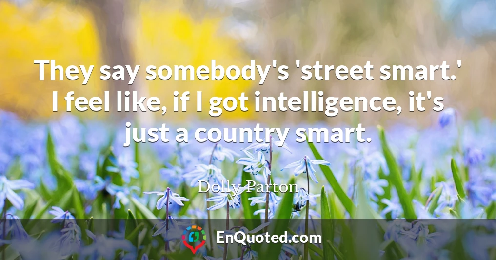 They say somebody's 'street smart.' I feel like, if I got intelligence, it's just a country smart.