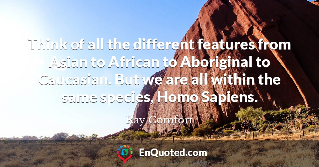 Think of all the different features from Asian to African to Aboriginal to Caucasian. But we are all within the same species, Homo Sapiens.