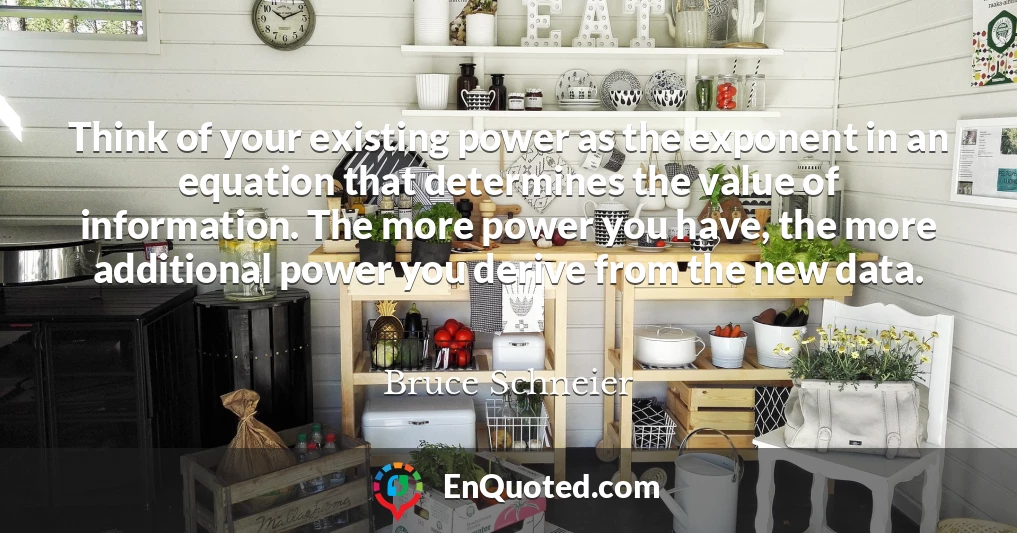 Think of your existing power as the exponent in an equation that determines the value of information. The more power you have, the more additional power you derive from the new data.