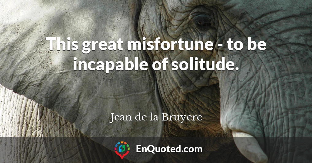 This great misfortune - to be incapable of solitude.