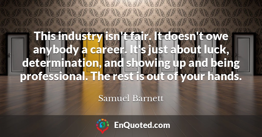 This industry isn't fair. It doesn't owe anybody a career. It's just about luck, determination, and showing up and being professional. The rest is out of your hands.