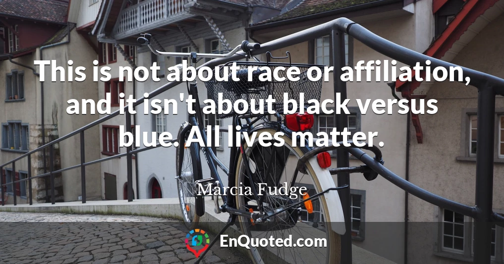This is not about race or affiliation, and it isn't about black versus blue. All lives matter.