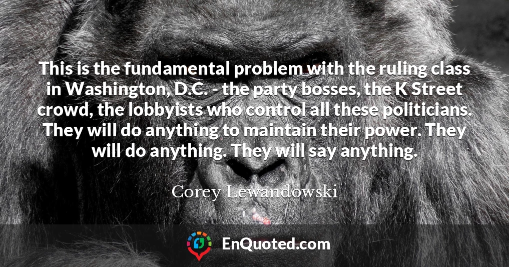 This is the fundamental problem with the ruling class in Washington, D.C. - the party bosses, the K Street crowd, the lobbyists who control all these politicians. They will do anything to maintain their power. They will do anything. They will say anything.