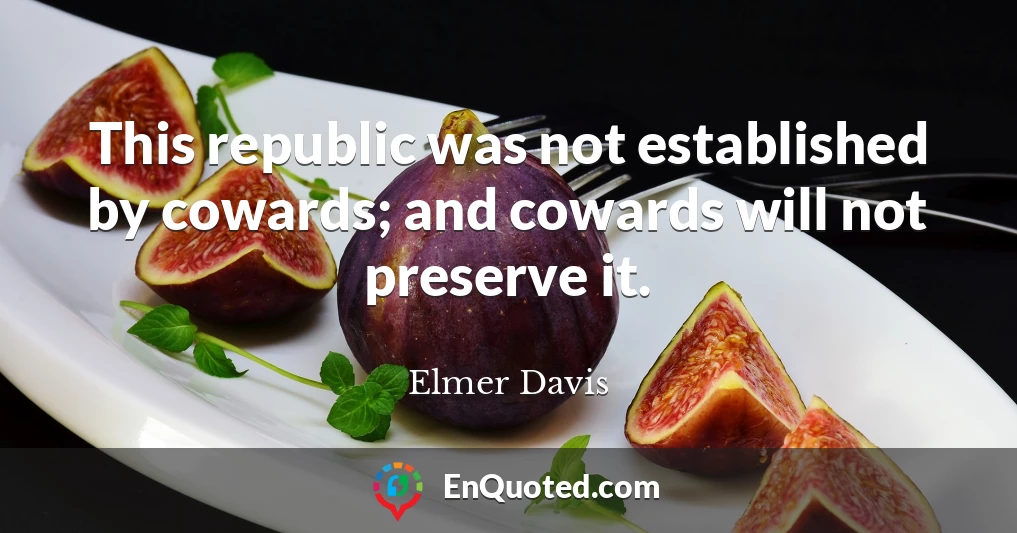 This republic was not established by cowards; and cowards will not preserve it.