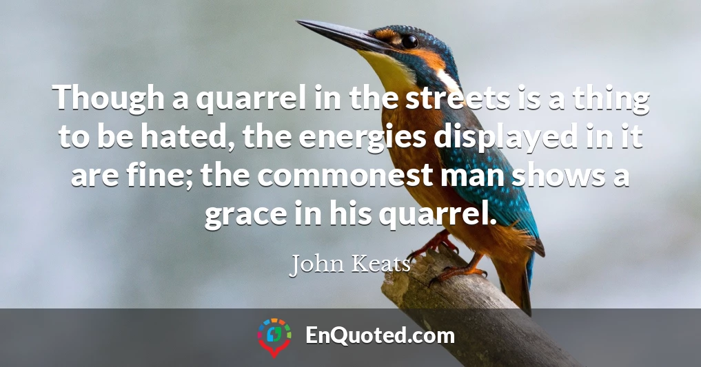 Though a quarrel in the streets is a thing to be hated, the energies displayed in it are fine; the commonest man shows a grace in his quarrel.