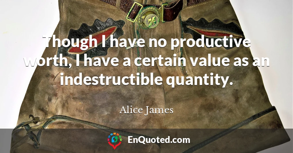 Though I have no productive worth, I have a certain value as an indestructible quantity.