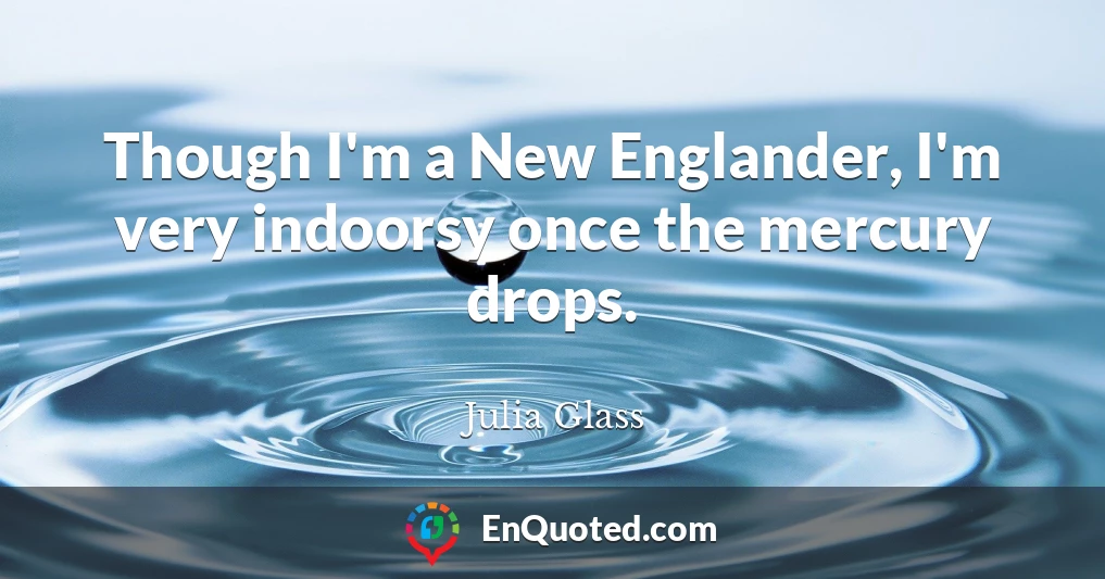 Though I'm a New Englander, I'm very indoorsy once the mercury drops.