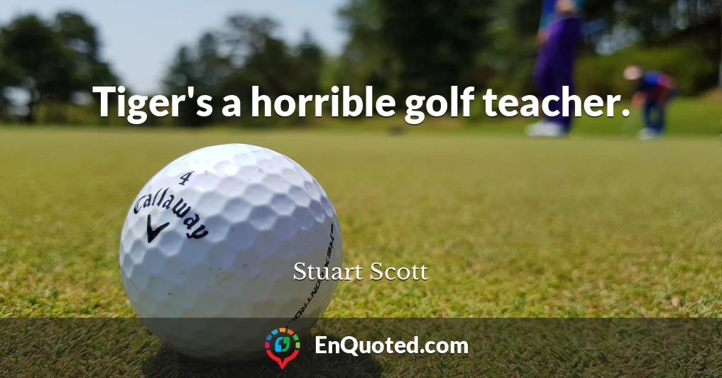 Tiger's a horrible golf teacher.