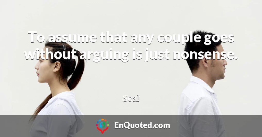 To assume that any couple goes without arguing is just nonsense.