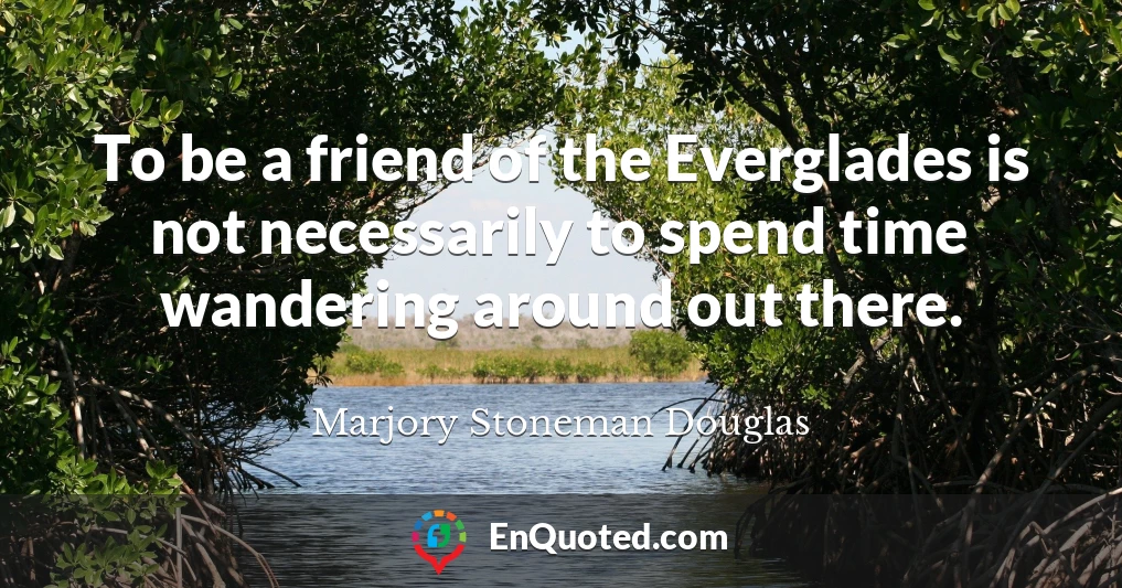 To be a friend of the Everglades is not necessarily to spend time wandering around out there.