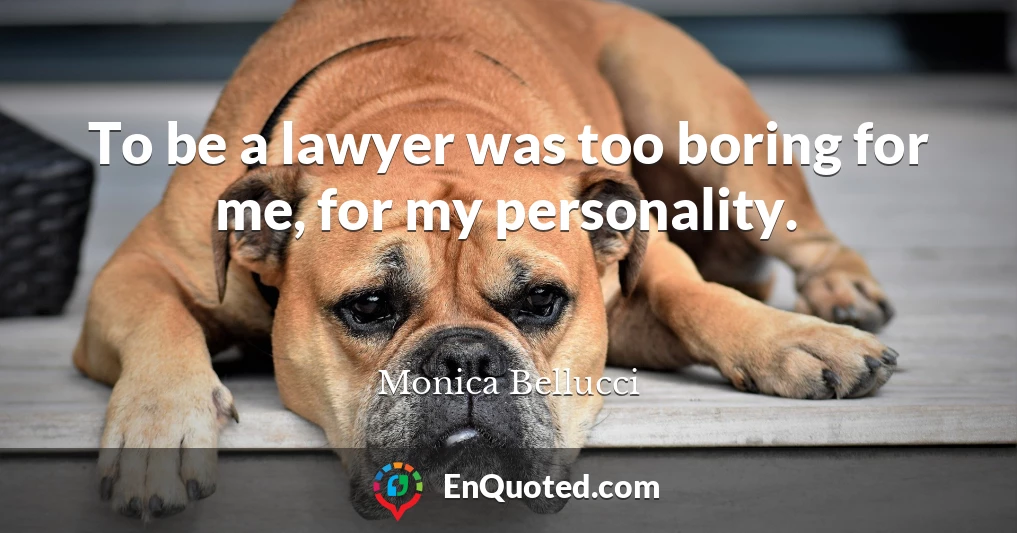 To be a lawyer was too boring for me, for my personality.