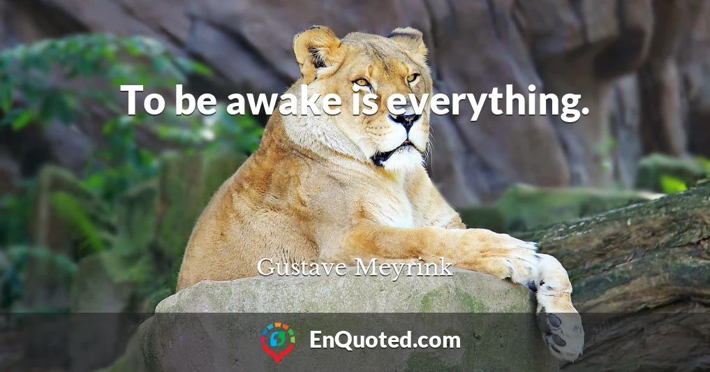 To be awake is everything.