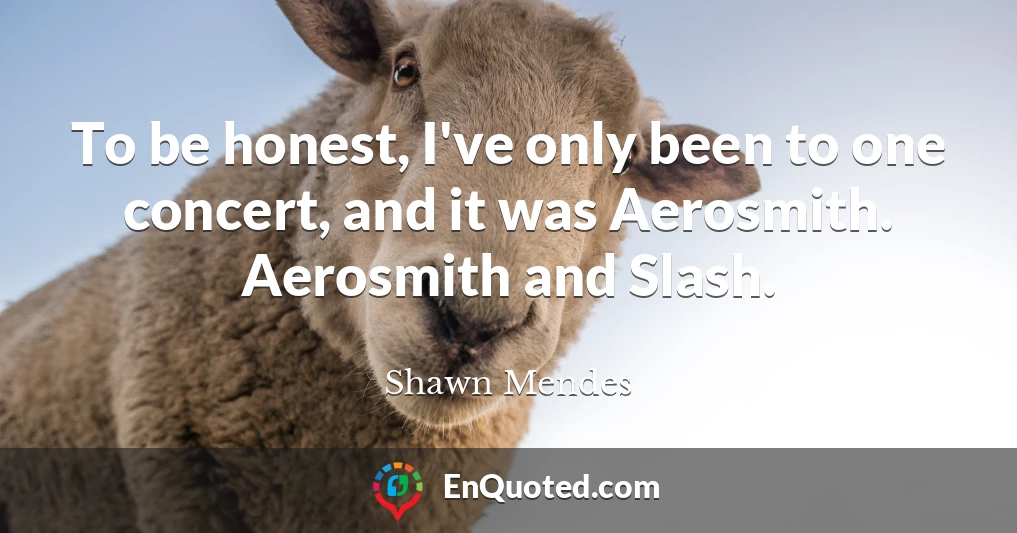 To be honest, I've only been to one concert, and it was Aerosmith. Aerosmith and Slash.