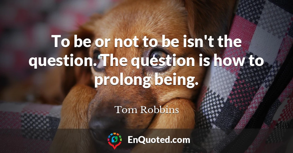 To be or not to be isn't the question. The question is how to prolong being.