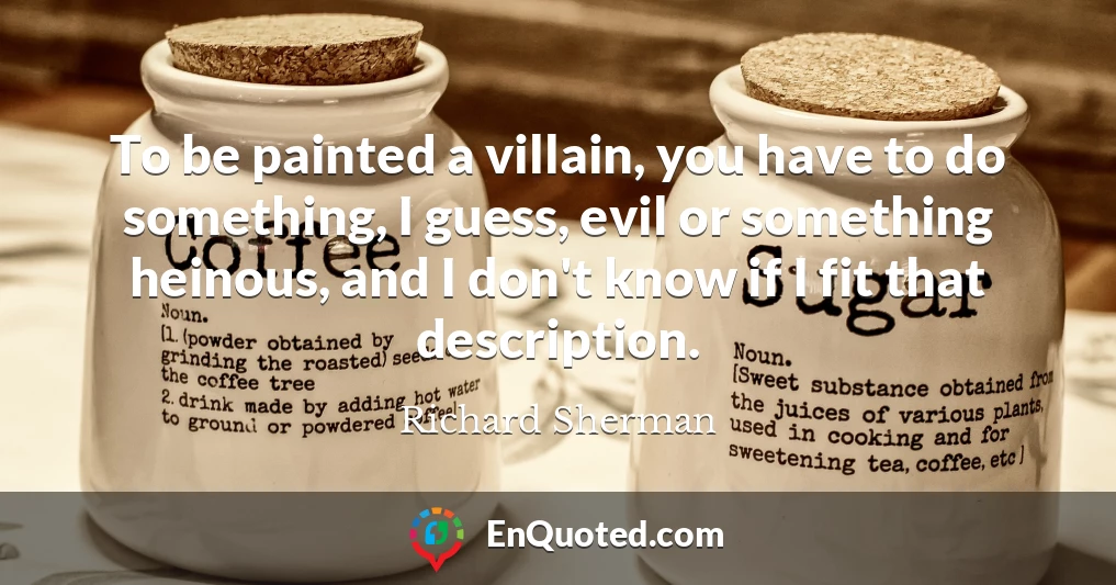 To be painted a villain, you have to do something, I guess, evil or something heinous, and I don't know if I fit that description.