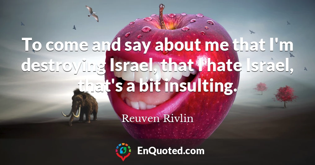 To come and say about me that I'm destroying Israel, that I hate Israel, that's a bit insulting.