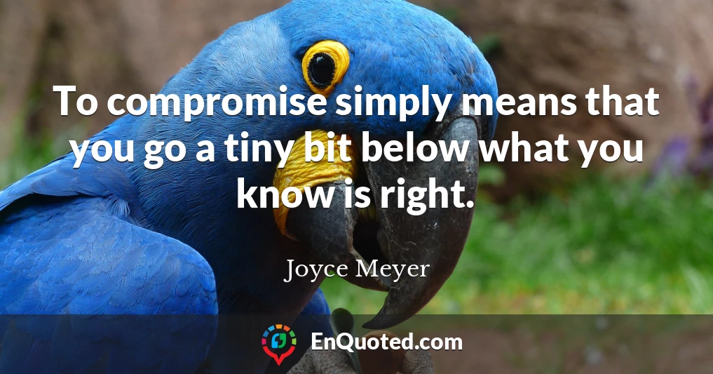 To compromise simply means that you go a tiny bit below what you know is right.