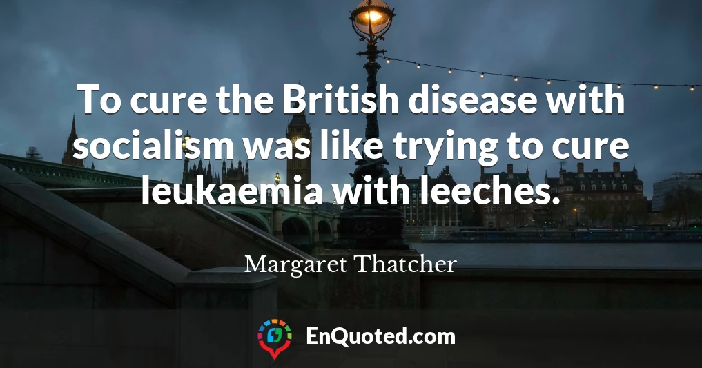 To cure the British disease with socialism was like trying to cure leukaemia with leeches.