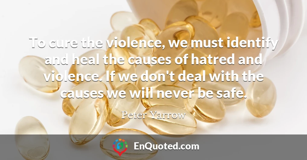 To cure the violence, we must identify and heal the causes of hatred and violence. If we don't deal with the causes we will never be safe.