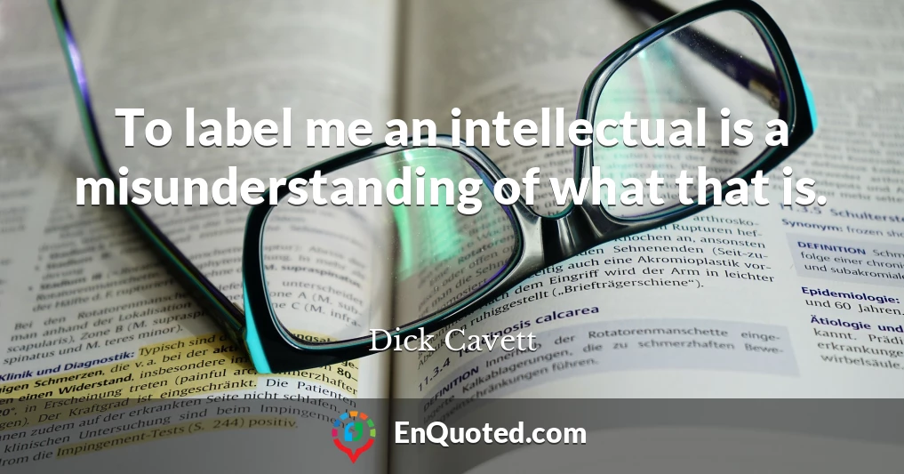 To label me an intellectual is a misunderstanding of what that is.