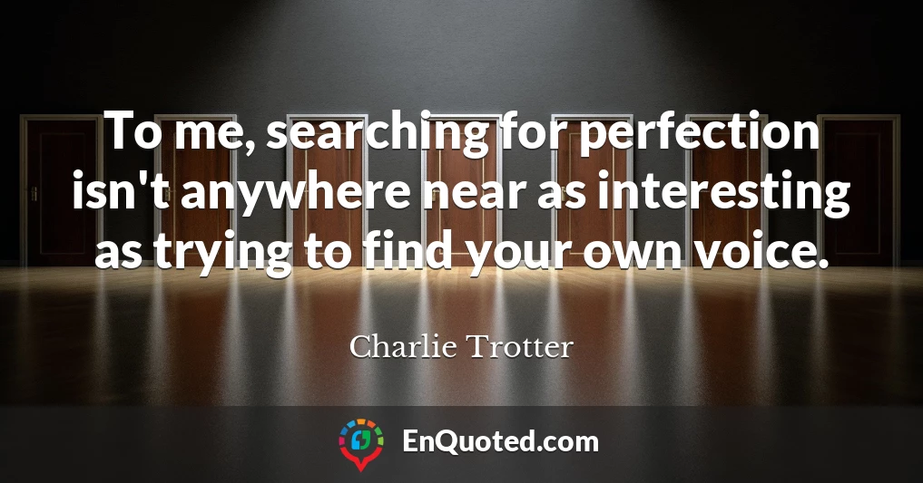 To me, searching for perfection isn't anywhere near as interesting as trying to find your own voice.