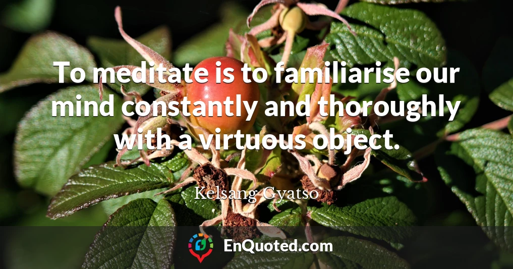 To meditate is to familiarise our mind constantly and thoroughly with a virtuous object.