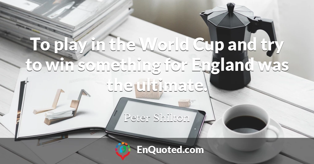 To play in the World Cup and try to win something for England was the ultimate.