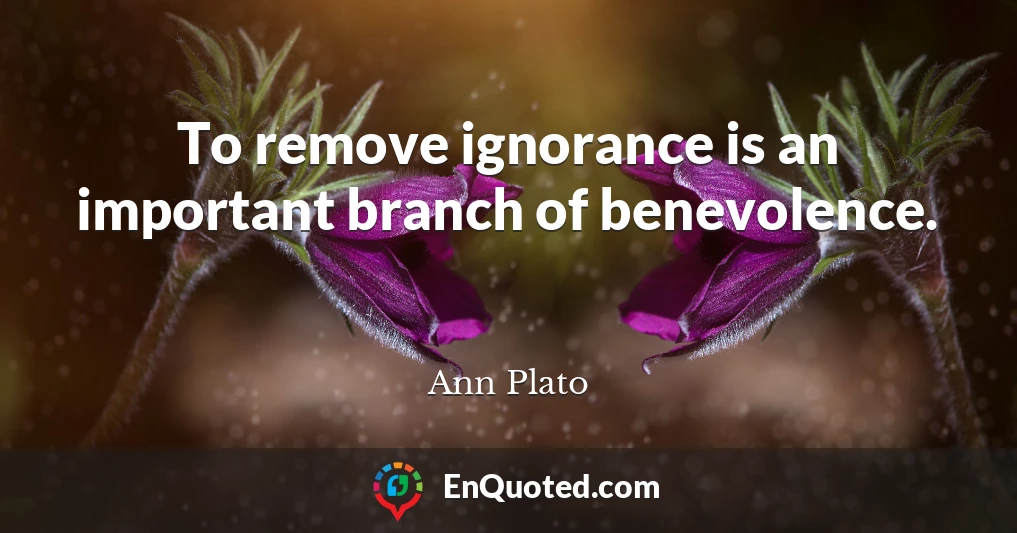 To remove ignorance is an important branch of benevolence.