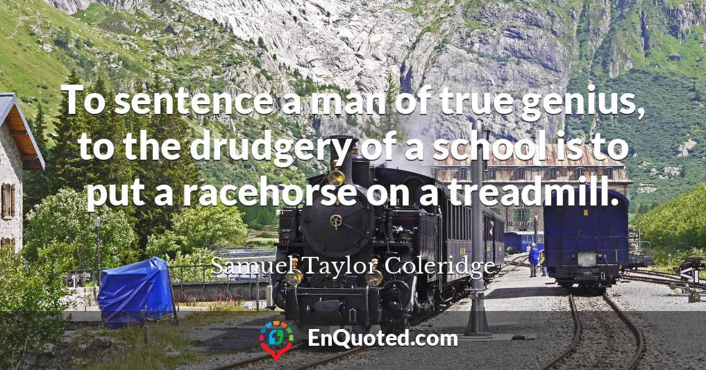 To sentence a man of true genius, to the drudgery of a school is to put a racehorse on a treadmill.