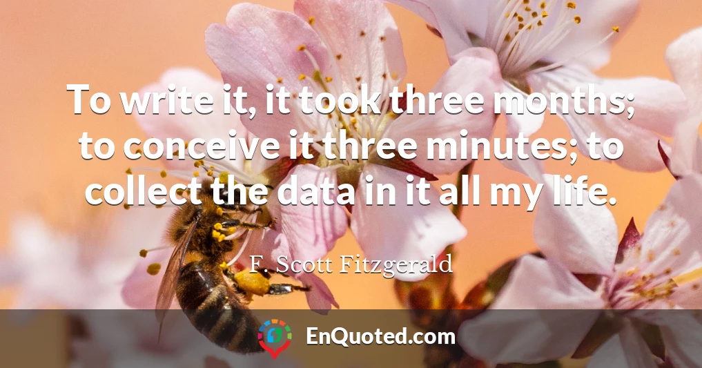 To write it, it took three months; to conceive it three minutes; to collect the data in it all my life.