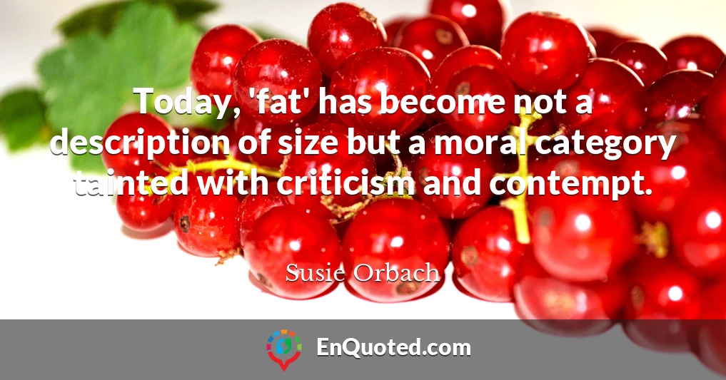 Today, 'fat' has become not a description of size but a moral category tainted with criticism and contempt.