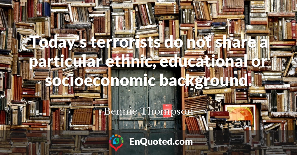 Today's terrorists do not share a particular ethnic, educational or socioeconomic background.