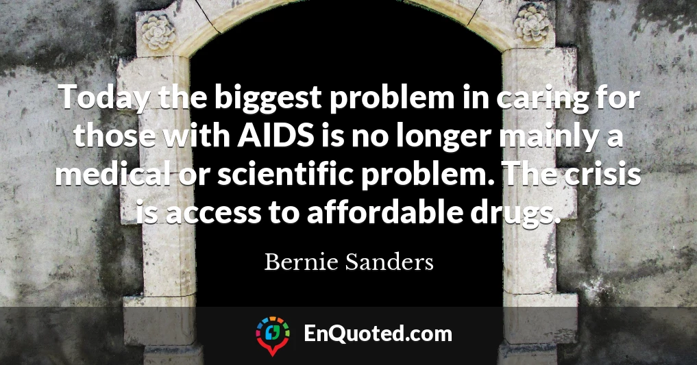 Today the biggest problem in caring for those with AIDS is no longer mainly a medical or scientific problem. The crisis is access to affordable drugs.
