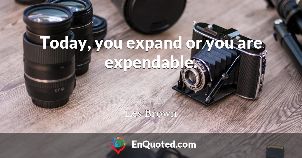 Today, you expand or you are expendable.