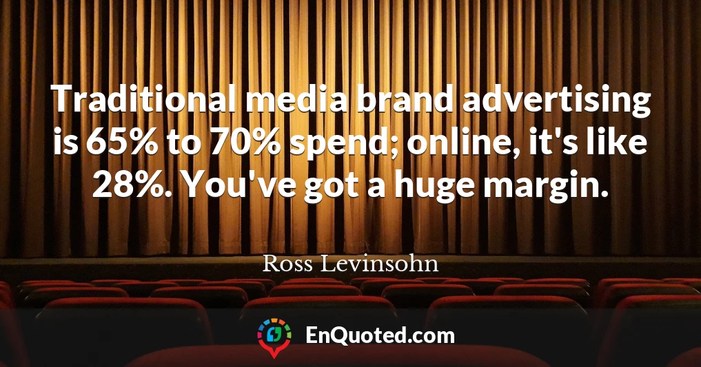 Traditional media brand advertising is 65% to 70% spend; online, it's like 28%. You've got a huge margin.