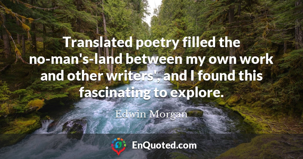 Translated poetry filled the no-man's-land between my own work and other writers', and I found this fascinating to explore.