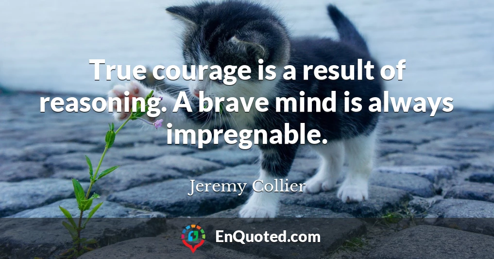 True courage is a result of reasoning. A brave mind is always impregnable.