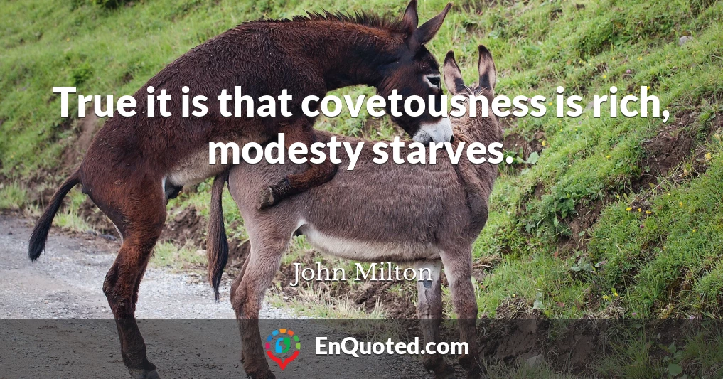 True it is that covetousness is rich, modesty starves.