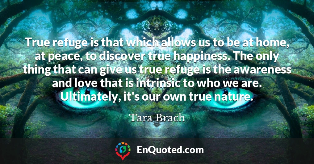 True refuge is that which allows us to be at home, at peace, to discover true happiness. The only thing that can give us true refuge is the awareness and love that is intrinsic to who we are. Ultimately, it's our own true nature.