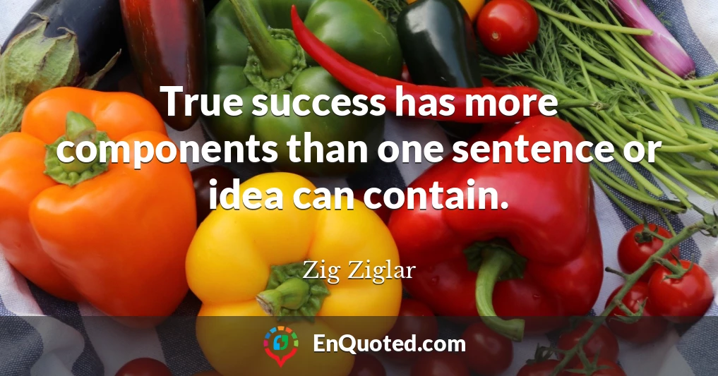 True success has more components than one sentence or idea can contain.