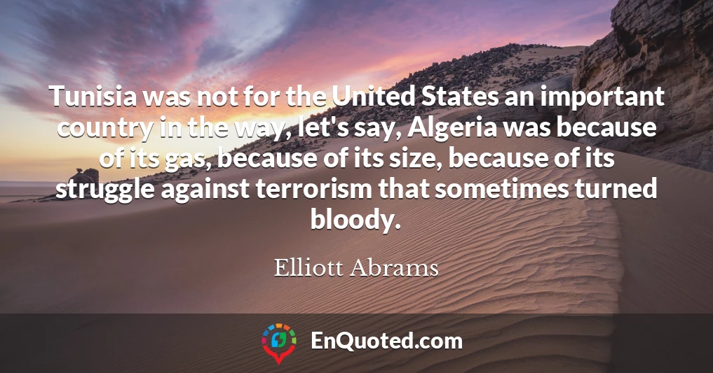 Tunisia was not for the United States an important country in the way, let's say, Algeria was because of its gas, because of its size, because of its struggle against terrorism that sometimes turned bloody.