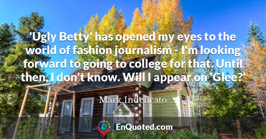 'Ugly Betty' has opened my eyes to the world of fashion journalism - I'm looking forward to going to college for that. Until then, I don't know. Will I appear on 'Glee?'