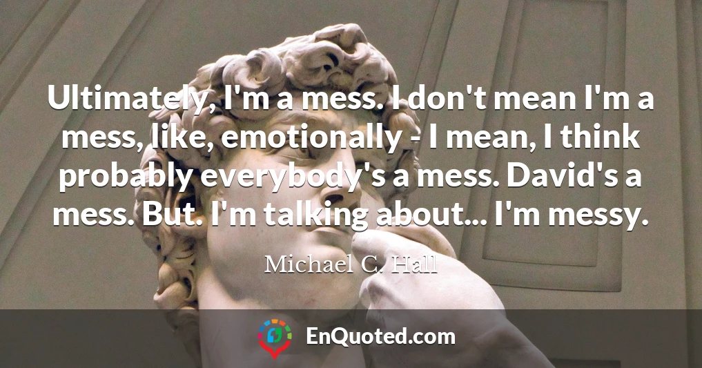 Ultimately, I'm a mess. I don't mean I'm a mess, like, emotionally - I mean, I think probably everybody's a mess. David's a mess. But. I'm talking about... I'm messy.