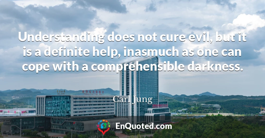 Understanding does not cure evil, but it is a definite help, inasmuch as one can cope with a comprehensible darkness.