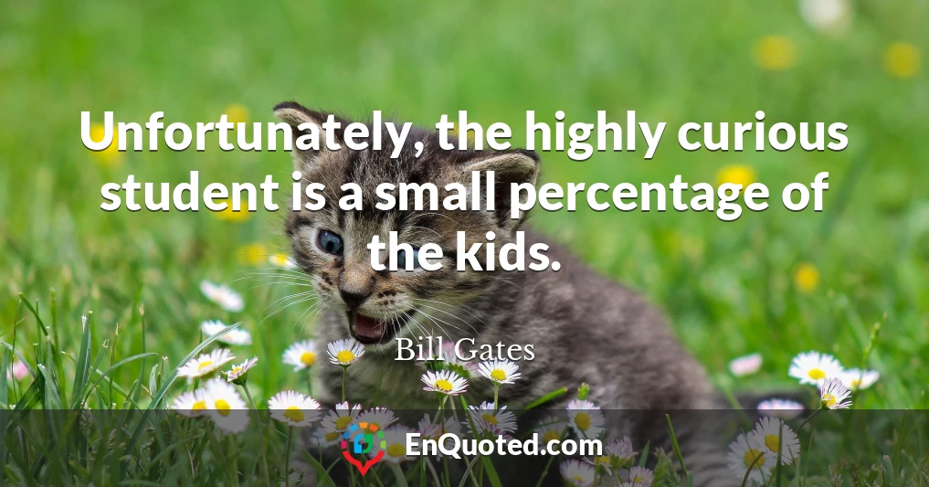 Unfortunately, the highly curious student is a small percentage of the kids.